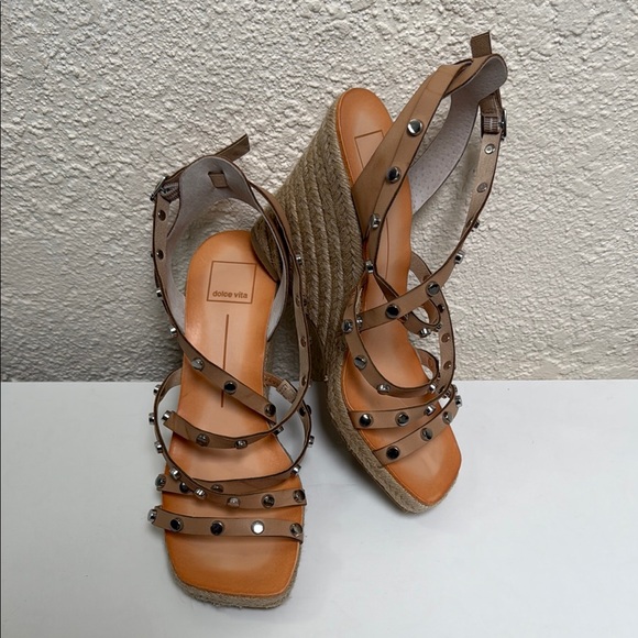 Dolce Vita Shoes - Dolce Vita - Leather Wedge Sandals with Studded Straps